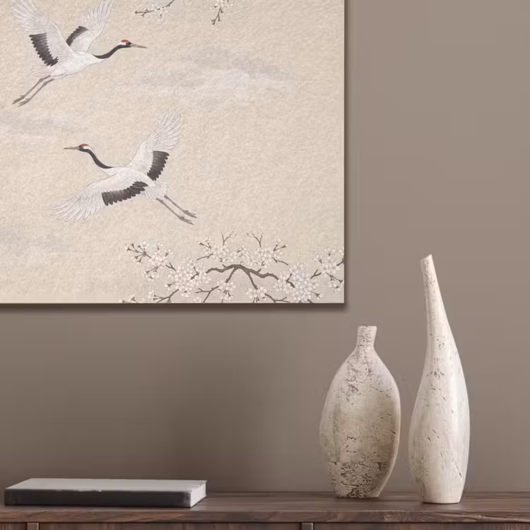 Kraanvogels - Bloesem - Beige PET vilt klein -sfeer6_closeup