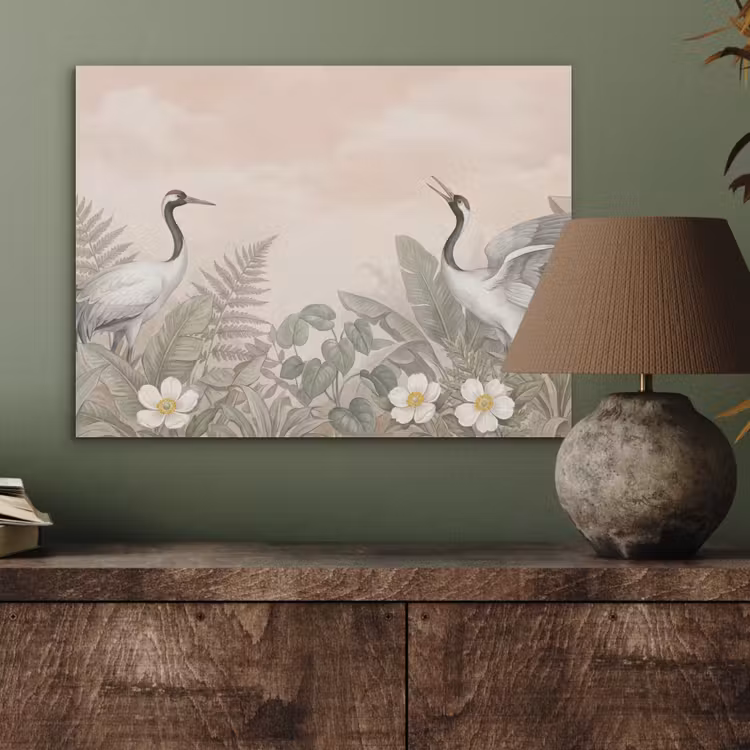 Kraanvogels - Natuur - Roze PET vilt klein -sfeer2