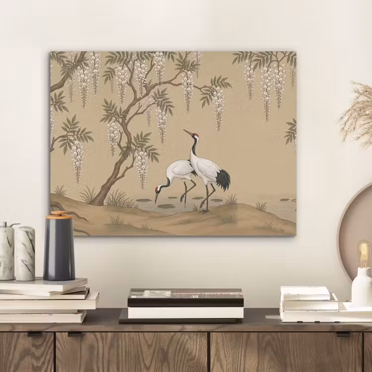 Kraanvogels - Water - Beige PET vilt klein -sfeer1