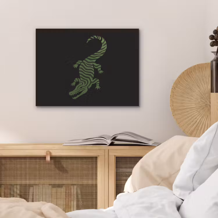 Krokodil - Groen - Tijgerachtig - Strepen PET vilt klein -sfeer3