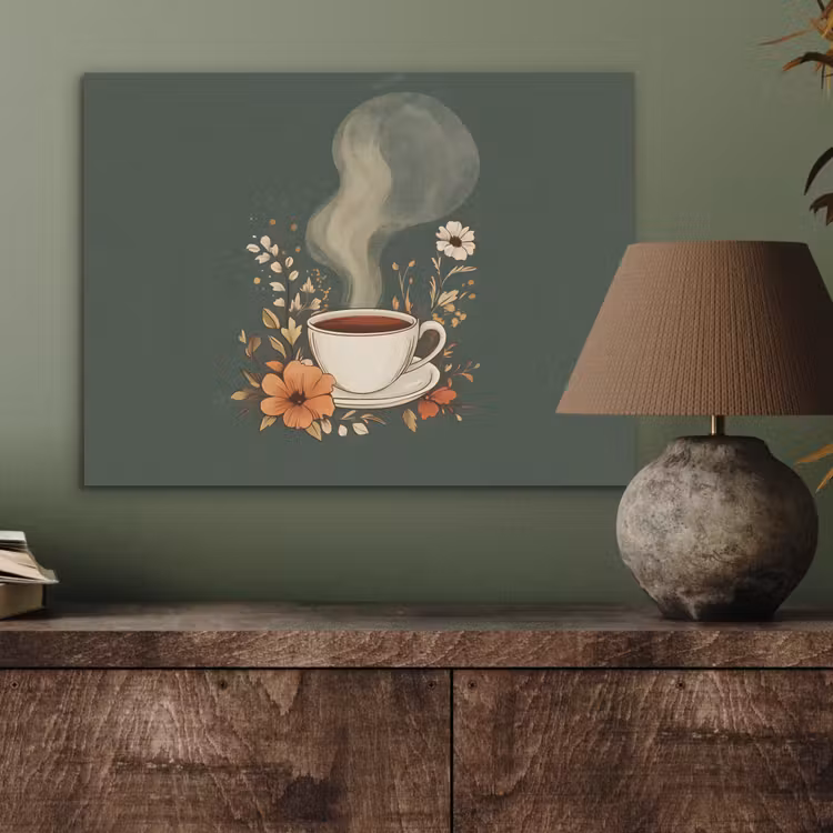 Kop - Bloemen - Groen - Koffie PET vilt klein -sfeer2