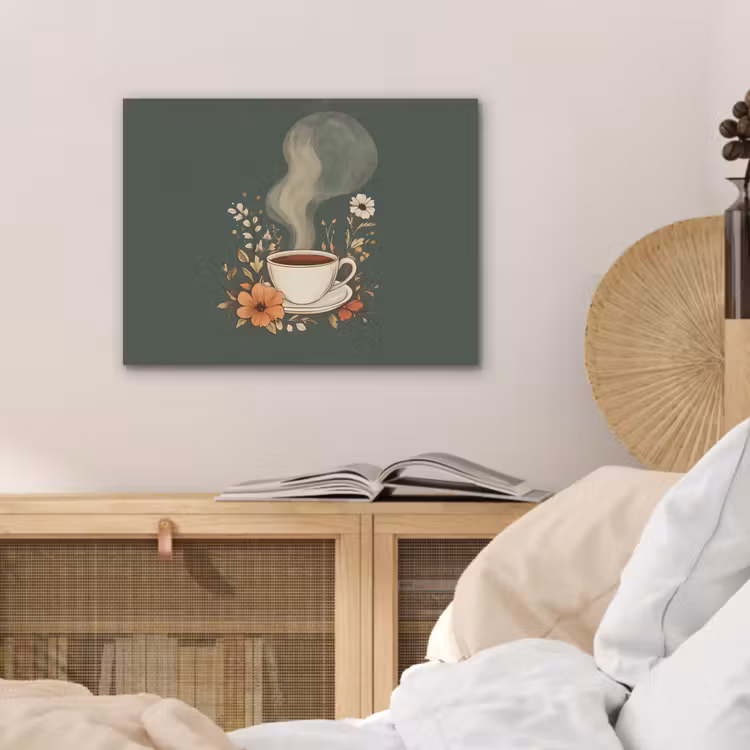 Kop - Bloemen - Groen - Koffie PET vilt klein -sfeer3