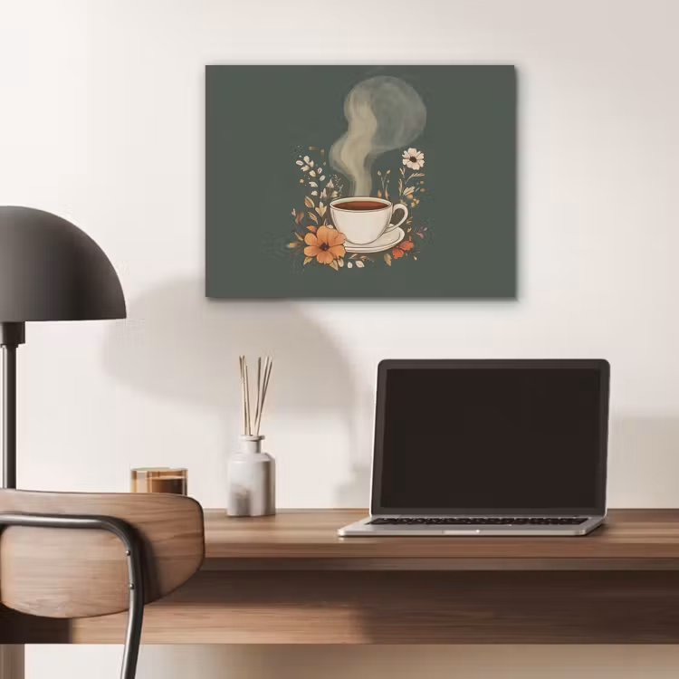 Kop - Bloemen - Groen - Koffie PET vilt klein -sfeer5