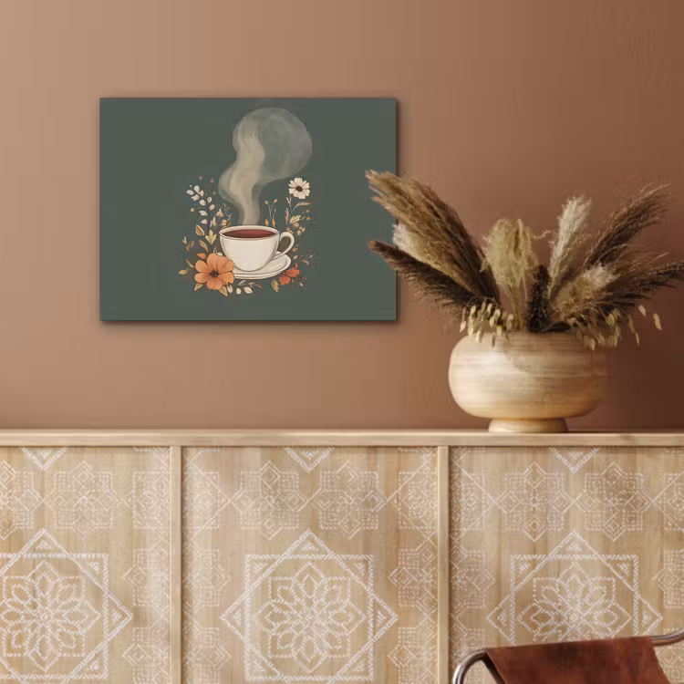 Kop - Bloemen - Groen - Koffie PET vilt klein -sfeer4