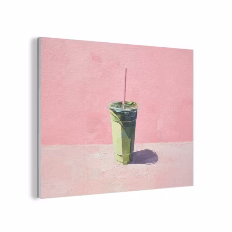 Beker - Rietje - Minimalistisch - Groen PET vilt klein -3d
