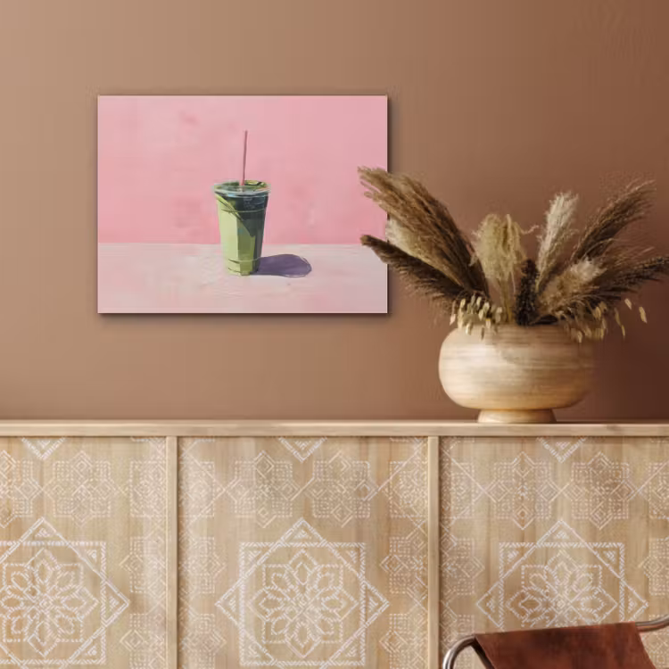 Beker - Rietje - Minimalistisch - Groen PET vilt klein -sfeer4