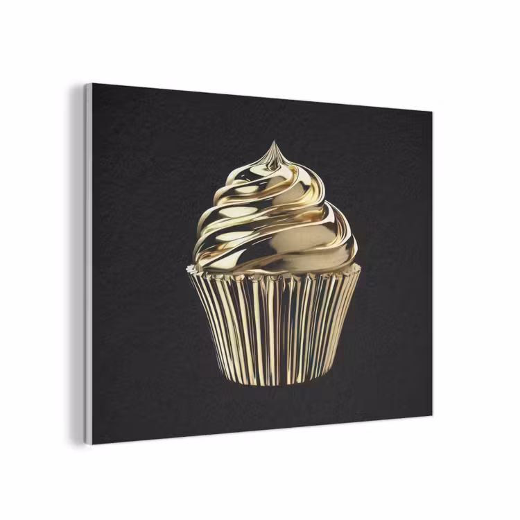 Cupcake - Eten - Goud - Zwart PET vilt klein -3d