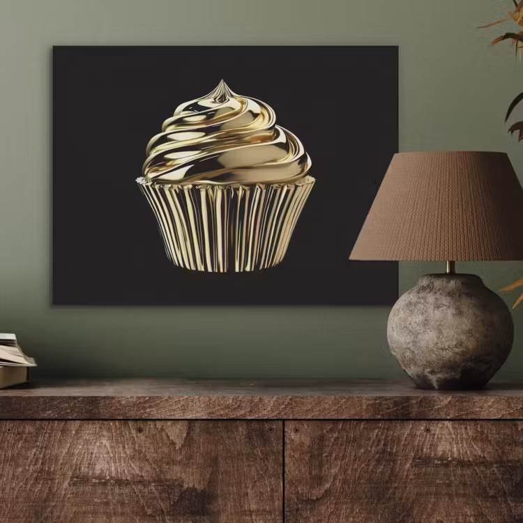Cupcake - Eten - Goud - Zwart PET vilt klein -sfeer2