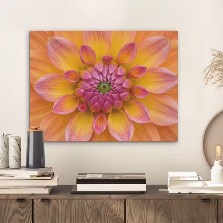 Dahlia - Bloem - Oranje PET vilt klein -sfeer1