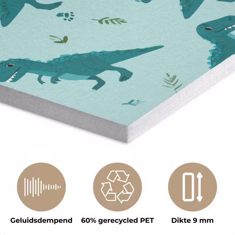 Donkergroen - Dinosaurussen - Afdrukken - Bladeren PET vilt klein -closeup_NL