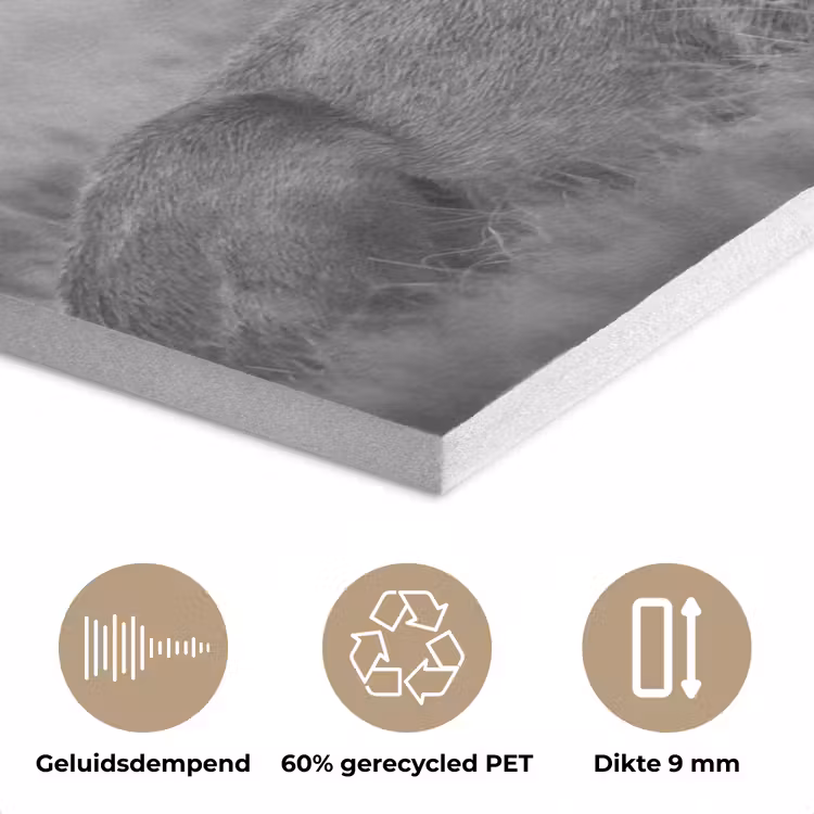 Hert - Mistig - Zwart - Wit PET vilt klein -closeup_NL