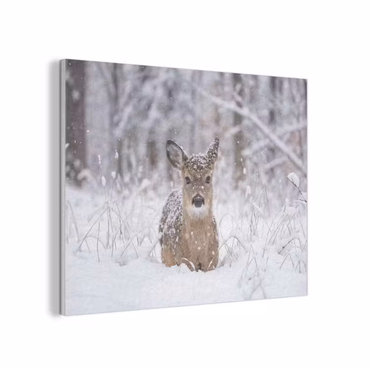 Hert - Sneeuw - Bos - Dieren - Vertederend PET vilt klein -3d