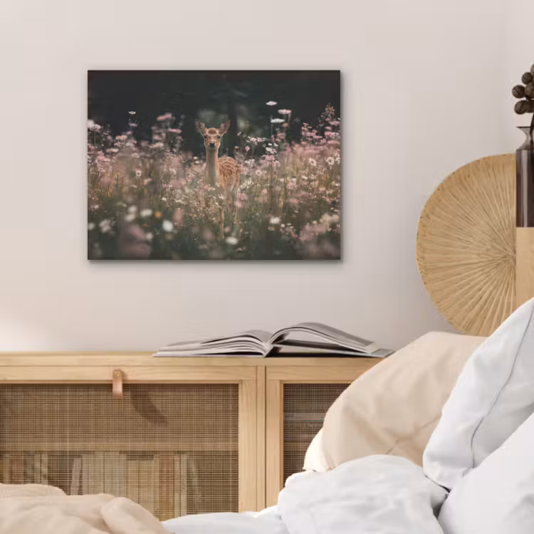 Hert - Wilde bloemen - Bos PET vilt klein -sfeer3