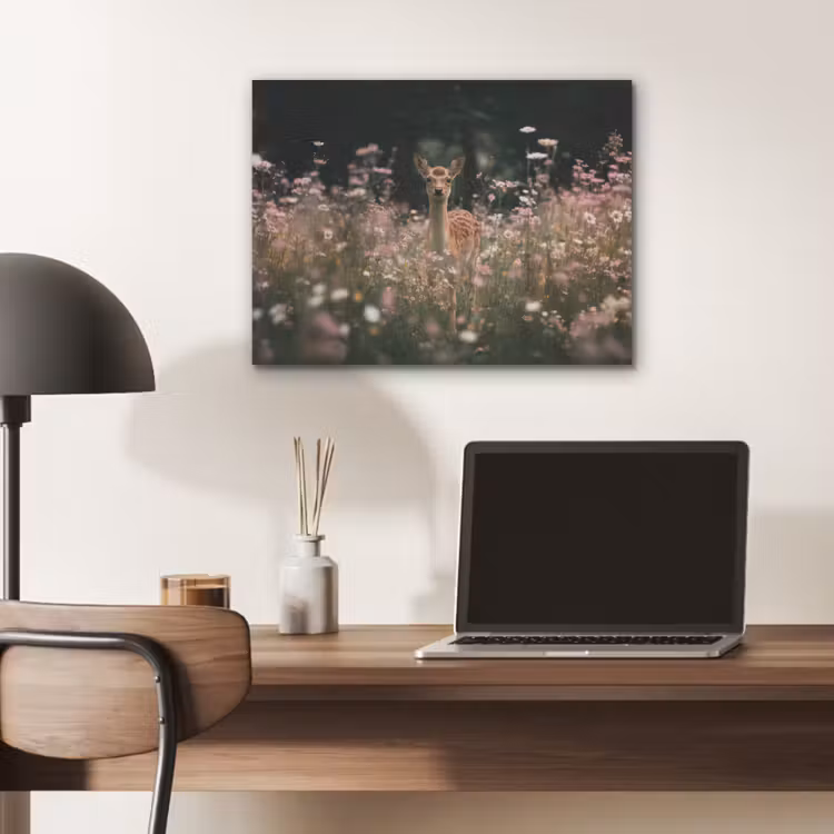 Hert - Wilde bloemen - Bos PET vilt klein -sfeer5