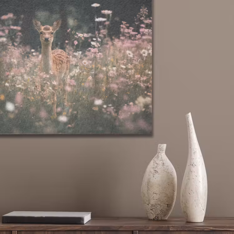 Hert - Wilde bloemen - Bos PET vilt klein -sfeer6_closeup