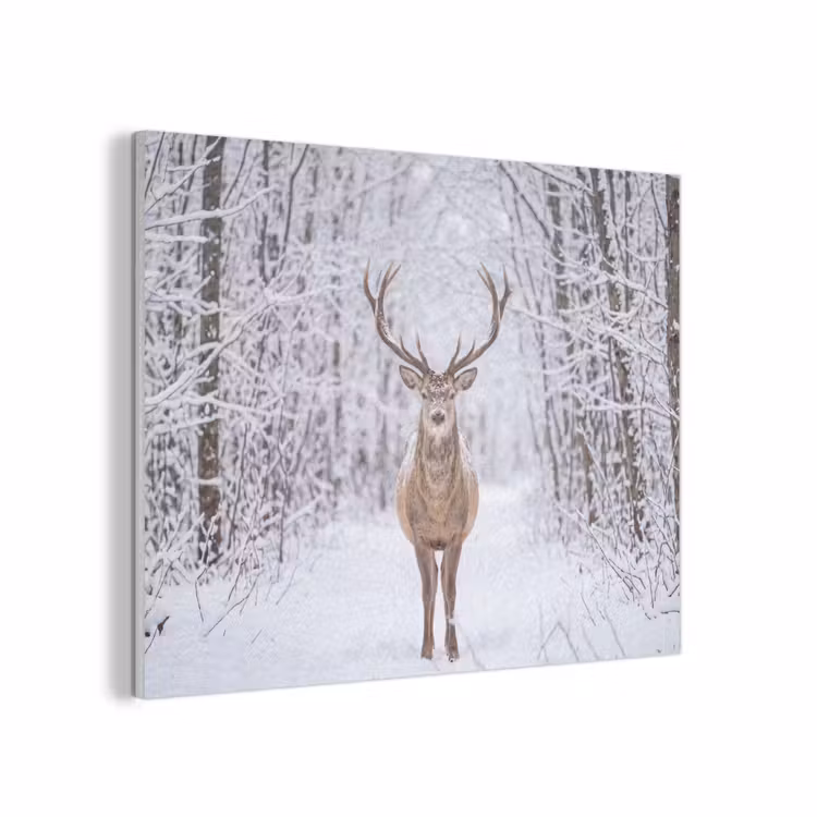 Hert - Winter - Bos - Natuur - Wit PET vilt klein -3d