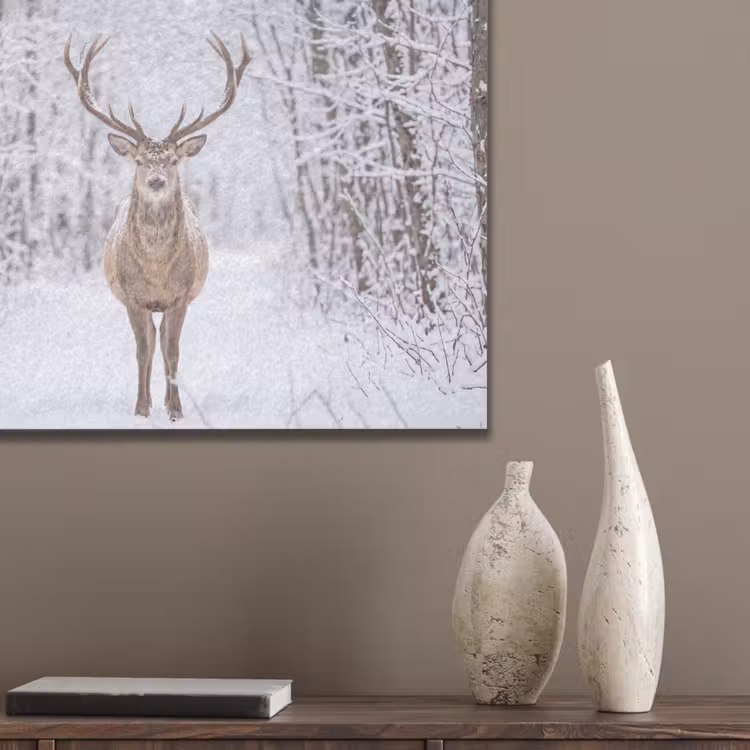 Hert - Winter - Bos - Natuur - Wit PET vilt klein -sfeer6_closeup