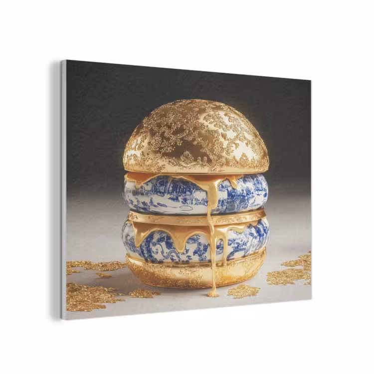 Delftsblauw - Goud - Burger PET vilt klein -3d