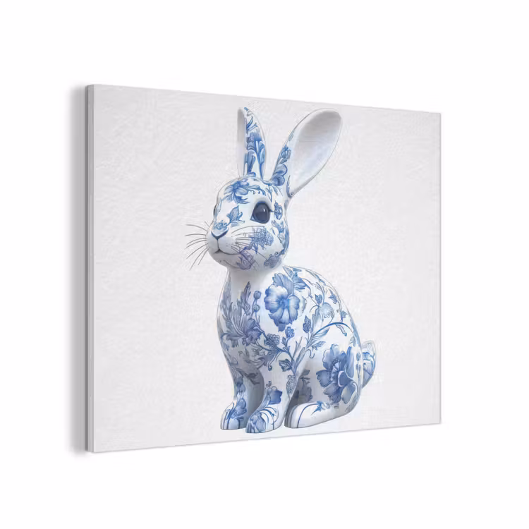Delftsblauw - Haasje - Wit PET vilt klein -3d
