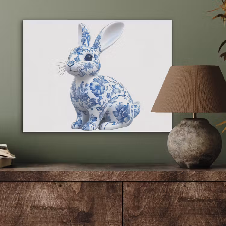 Delftsblauw - Haasje - Wit PET vilt klein -sfeer2