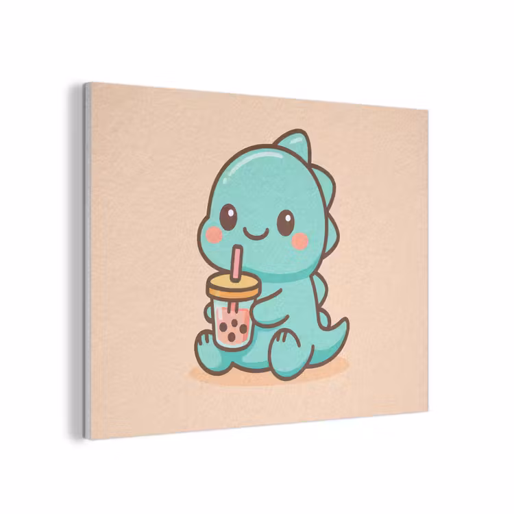 Dino - Boba - kawaii - Oranje PET vilt klein -3d