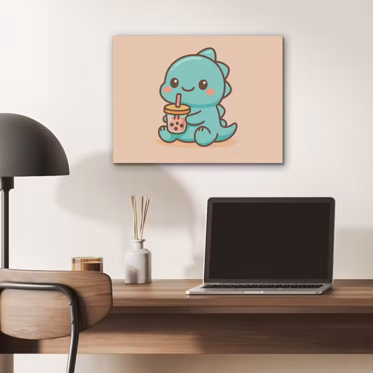 Dino - Boba - kawaii - Oranje PET vilt klein -sfeer5