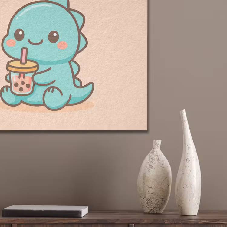 Dino - Boba - kawaii - Oranje PET vilt klein -sfeer6_closeup
