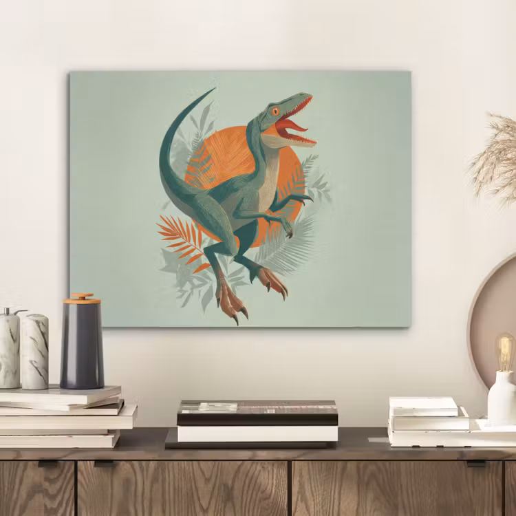 Dino - Bladeren - Grafisch - Groen PET vilt klein -sfeer1
