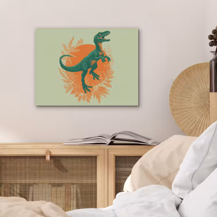 Dinosaurus - Groen - Planten - Cirkel PET vilt klein -sfeer3