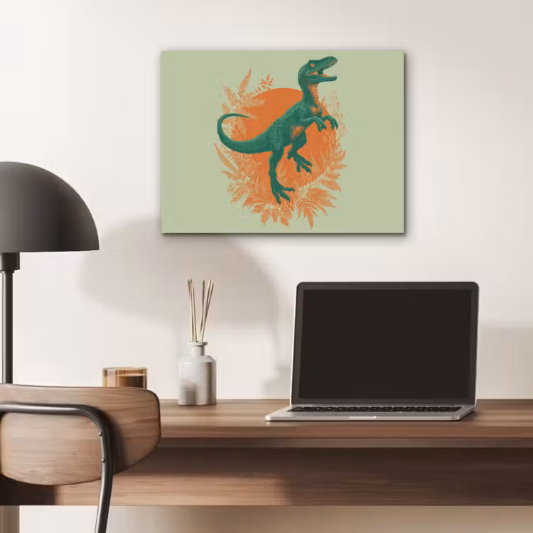 Dinosaurus - Groen - Planten - Cirkel PET vilt klein -sfeer5