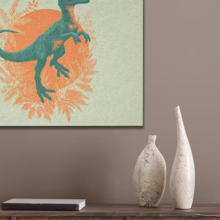 Dinosaurus - Groen - Planten - Cirkel PET vilt klein -sfeer6_closeup
