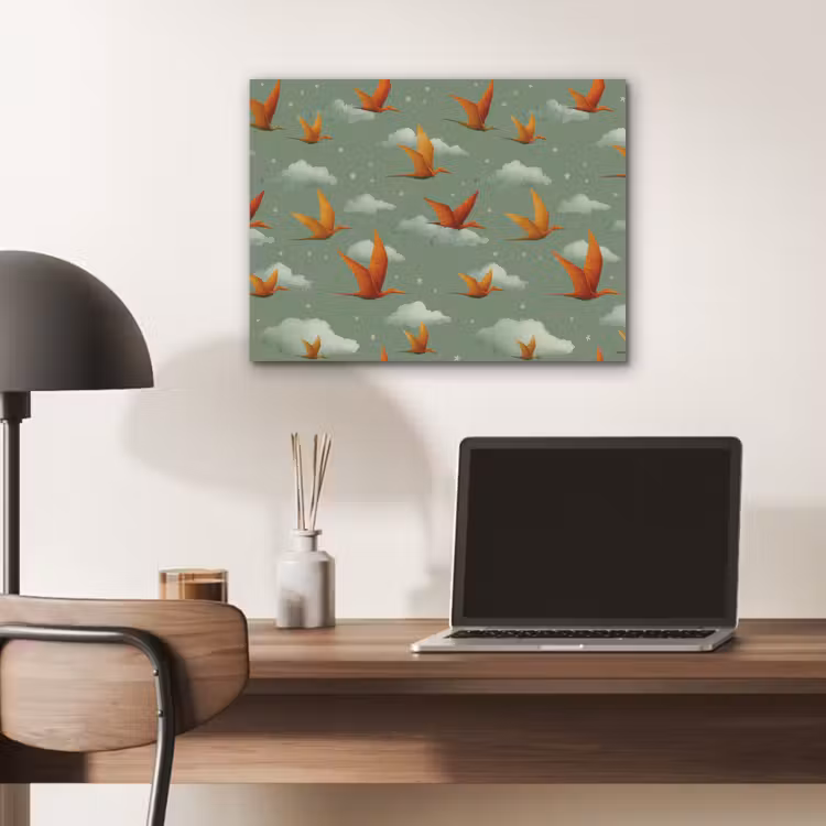 Dinosaurussen - Wolken - Sterren - Oranje PET vilt klein -sfeer5