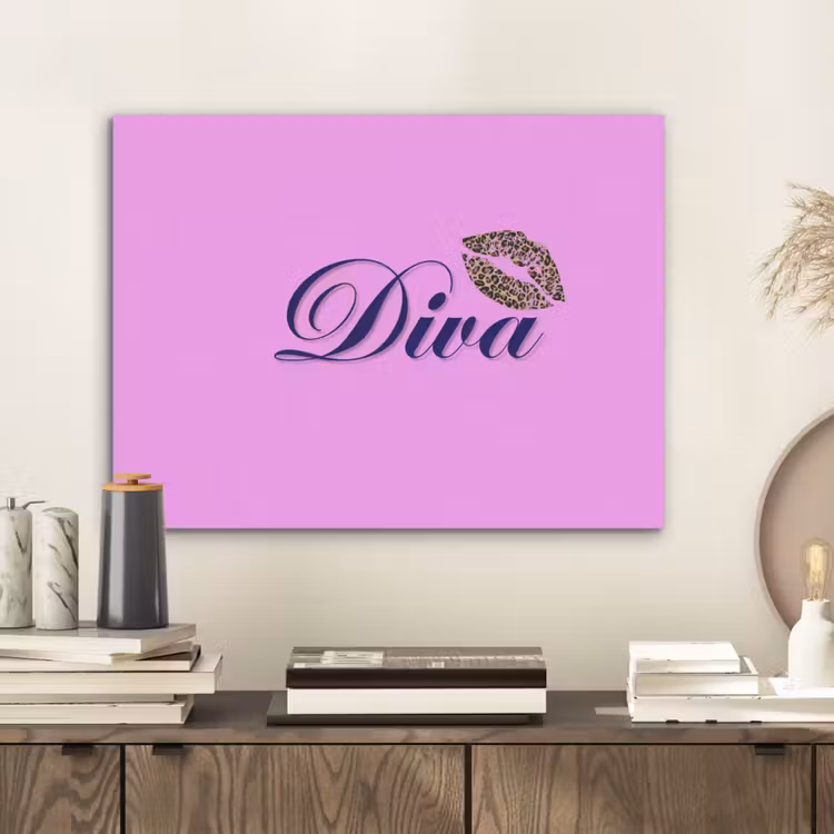 Diva - Lip - Panterprint - Roze PET vilt klein -sfeer1
