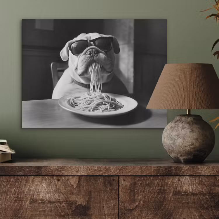 Hond - Bulldog - Pasta - Bril - Stoer - Dieren PET vilt klein -sfeer2