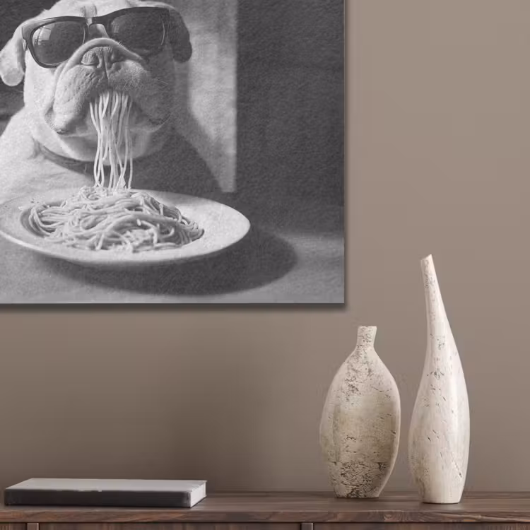 Hond - Bulldog - Pasta - Bril - Stoer - Dieren PET vilt klein -sfeer6_closeup