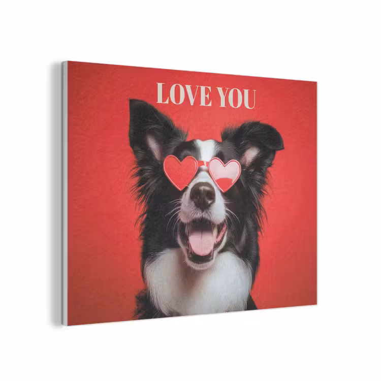 Hond - Hartjesbril - Loveyou - Rood PET vilt klein -3d