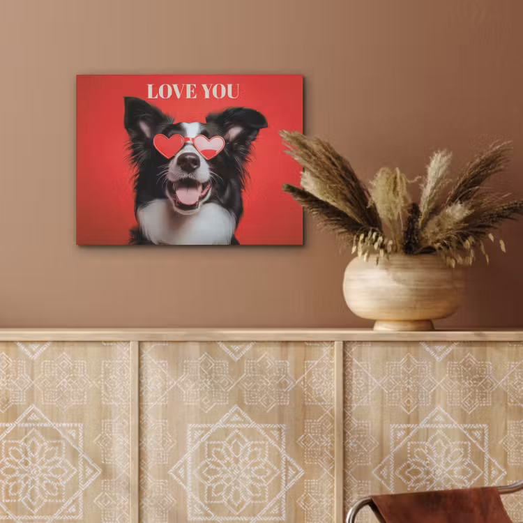 Hond - Hartjesbril - Loveyou - Rood PET vilt klein -sfeer4