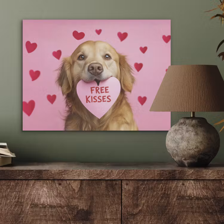 Hond - Kiss- Valentijn - Hartjes PET vilt klein -sfeer2
