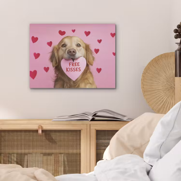 Hond - Kiss- Valentijn - Hartjes PET vilt klein -sfeer3