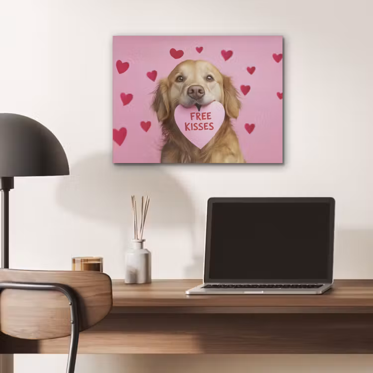 Hond - Kiss- Valentijn - Hartjes PET vilt klein -sfeer5