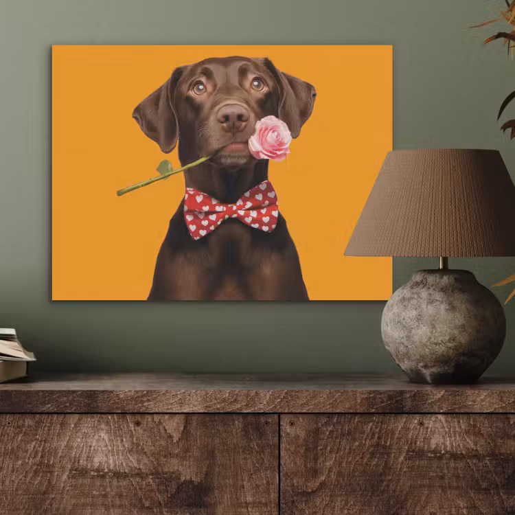 Hond - Oranje - Roos - Valentijn PET vilt klein -sfeer2