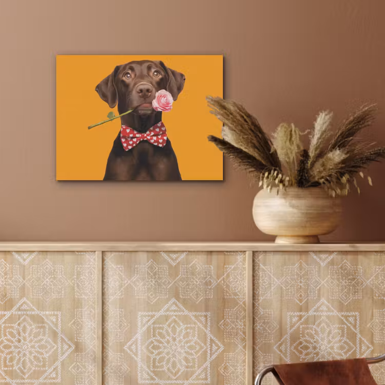 Hond - Oranje - Roos - Valentijn PET vilt klein -sfeer4