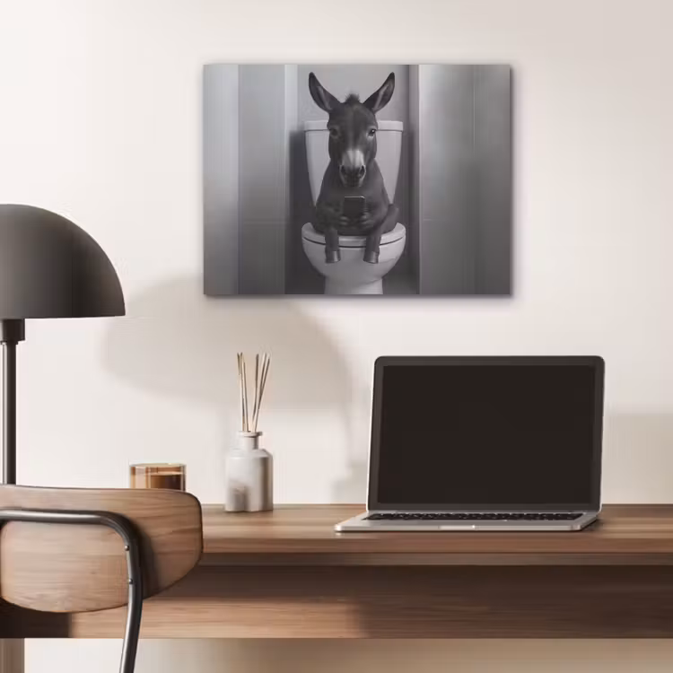 Ezel - Telefoon - Toilet - Zwart - Wit PET vilt klein -sfeer5