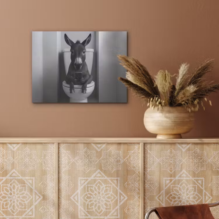 Ezel - Telefoon - Toilet - Zwart - Wit PET vilt klein -sfeer4