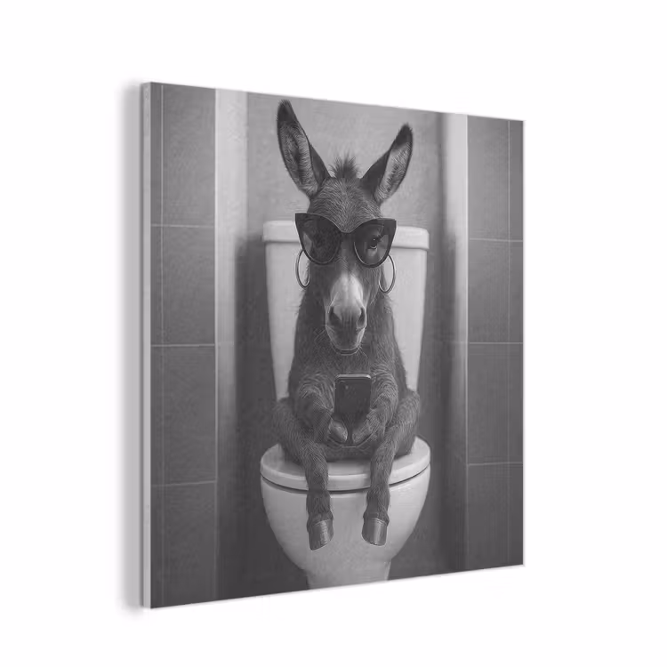 Ezel - Telefoon - Toilet - Zwart - Wit PET vilt klein -3d