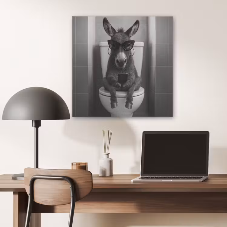 Ezel - Telefoon - Toilet - Zwart - Wit PET vilt klein -sfeer5