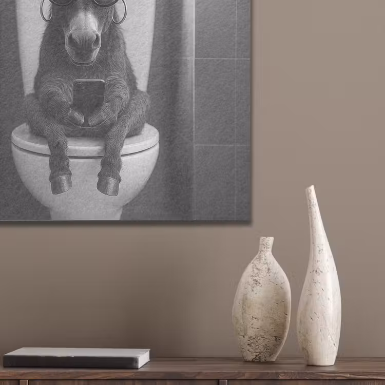 Ezel - Telefoon - Toilet - Zwart - Wit PET vilt klein -sfeer6_closeup