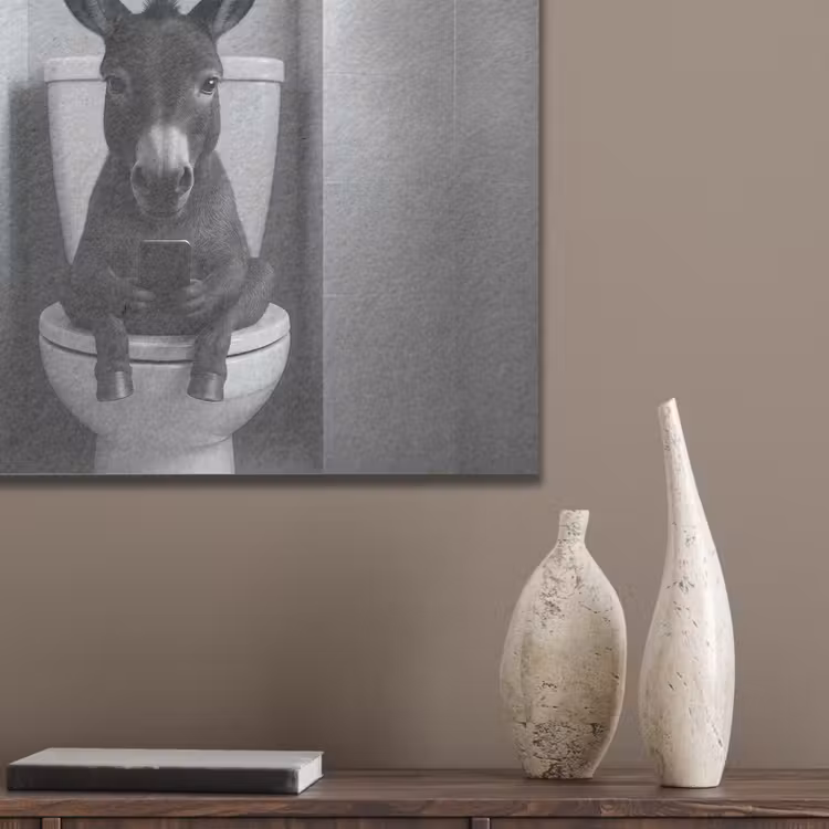 Ezel - Telefoon - Toilet - Zwart - Wit PET vilt klein -sfeer6_closeup