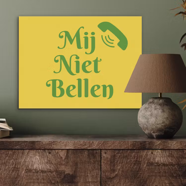 Mij niet bellen - Telefoon - Geel PET vilt klein -sfeer2