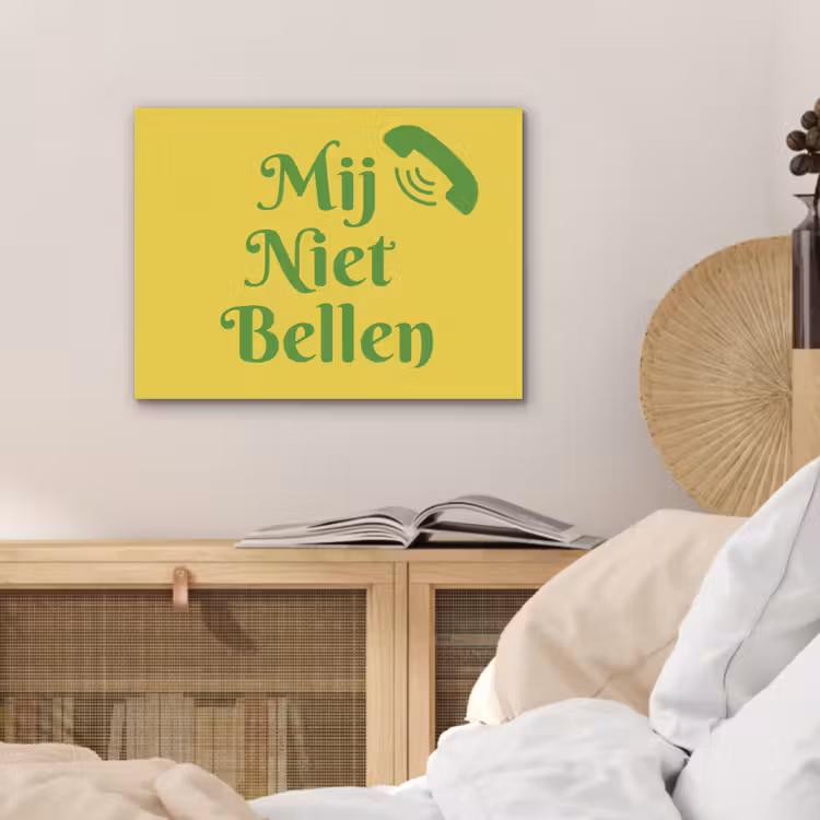 Mij niet bellen - Telefoon - Geel PET vilt klein -sfeer3